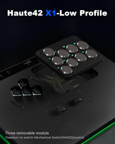 Image of Haute42 Leverless Controller for Arcade Gaming: X1 Low Profile - Three Removable Modules - Extra Large Form Factor - Ambient Backlight - Tournament Lock Switch Controller for PC /PS4 /PS3 /Switch /Xbox