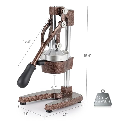 Image of CO-Z Hand Press Juicer Machine, Manual Orange Juicer and Professional Citrus Juice Press for Orange Watermelon Pom Lime Lemon Juice Cocktail, Commercial Lemon Squeezer and Orange Crusher, Copper