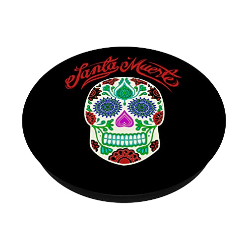 SANTA MUERTE MEXICAN SKELETON GOTHIC HALLOWEEN WOMEN MEN PopSockets Swappable PopGrip, Black - Image 2