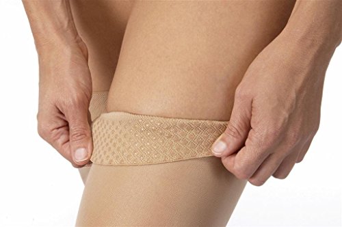 Image of JOBST 122320 UltraSheer Compression Stocking with Silicone Dot Top Band, Thigh High, 20-30mmHg, Closed Toe, Small, Suntan