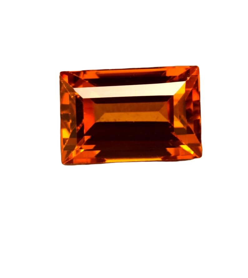Gemme saphir orange véritable taillée en émeraude pour haute joaillerie et colliers