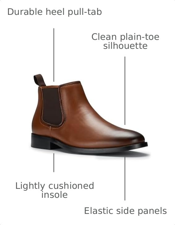 Image of Ferro Aldo Men's Chelsea Boots | Pull-On Ankle Boot in Plain Toe, Cap Toe & Wingtip Brogue Styles | For Casual, Dress, Work & Formal Events