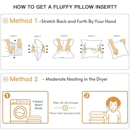 OTOSTAR Pack of 1 Down and Feather Throw Pillow Inserts, 26 x 26 Soft Fluffy Square Pillow Inserts with 100% Cotton Cover Decorative Pillows for Sofa Couch Bed-White by OTOSTAR - Image 7