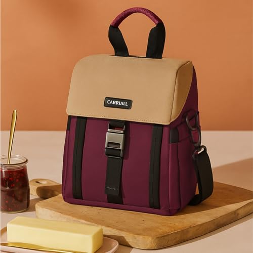 Image of Carriall Nova Meal Bag - Maroon Lunch Bag /Tiffin Bag for Daily Use, Office, College, School, Travel & Picnic | Easy to Clean & Easy to Carry | 6.7 L Storage Capacity | For Men, Women, Boys & Girls