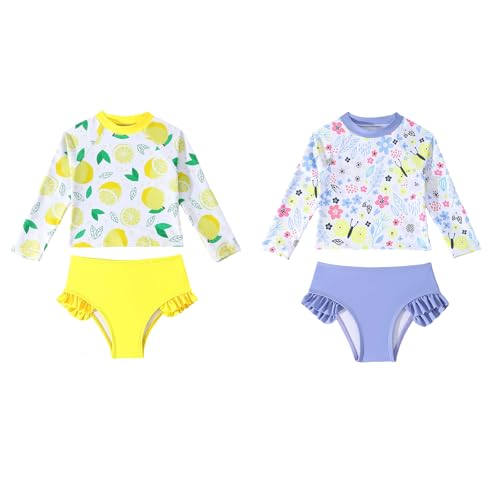 Traje de baño de dos piezas para niños camiseta manga larga transpirable para vacaciones de playa 6