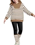 TALLWH 5t Girls Clothes 2 Piece Clothing Sets Long Sleeve Striped Pullover Hoodie Sweatshirt and Leggings Girls Clothes Size 6 Fashion Fall Winter Girl Outfits