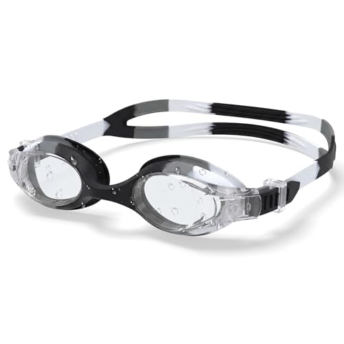 Aegend Swim Goggles for Kids Age 3-8 Anti-Fog Clear Vision Full Protection Goggles Perfect for Toddler Swimming (Black-1 Pack)