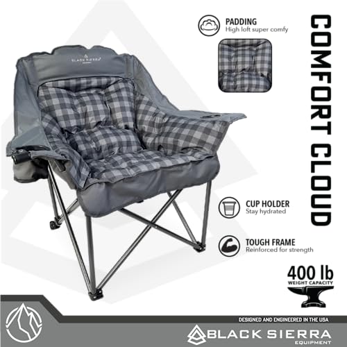 Black-Sierra-Plush-Camping-Chair-for-Sports-Outdoors-Oversize-XL-Outdoor-Folding-Chair-Supports-400-lbs-Heavy-Duty-Lounge-wCup-Holders-Carry-Bag-Perfect-for-Tailgating-Patio