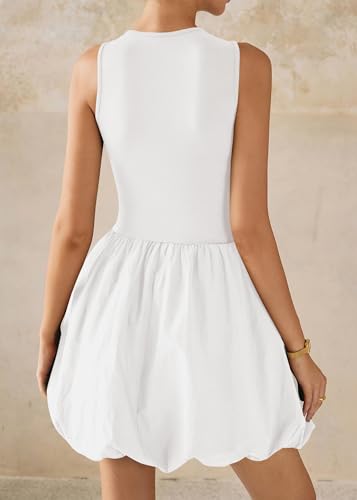 Image of KIRUNDO Summer Dresses for Women 2026 Cute Mini Sleeveless Bubble Dress
