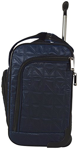 Nicole Miller Underseat Luggage Collection - Small Lightweight 15 Inch Under Seat Bag - Briefcase for Women - Carry On Suitcase with 2- Rolling Spinner Wheels (Navy) - Thumbnail 4