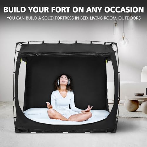 Bed Tent Bed Canopy Queen Size Tents for Adult and Kids- Original Design Portable Dream Tent Indoor Sleeping Tents 80% Blackout with 3 Doors Breathable Big Space Tents