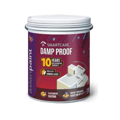 Image of Asian Paints SmartCare Damp Proof White - Waterproofing Membrane, 10-Year Warranty, Heat Reflective, Crack Bridging - 20 Liter (White)