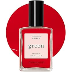 Manucurist Green Poppy Red Orangey Red Natural Nail Polish | Long Lasting Nail Polish and Quick Dry Nail Varnish with Classic Manicure Effect - Vegan, 9-Free, Plant-Based, 0.5 fl oz