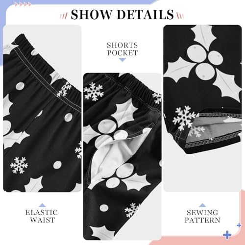 Boys' Pants Christmas Berries Black Holiday Long Bottoms Jogger Pants Elastic Waist Trousers with Pockets S-XL4