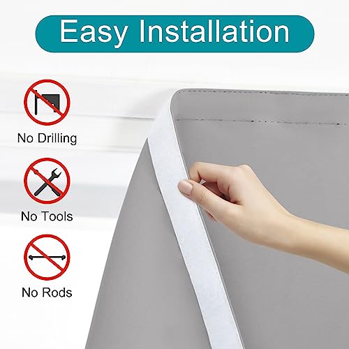 Verdunkelungstürvorhänge, französische Türjalousien kleben auf Vorhänge für Privatsphäre und Lichtsteuerung, thermische Verdunkelungsvorhänge Haustürvorhang binden (Light Grey, 66*173CM(26*68Inch))