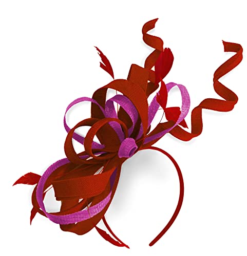 Chapeau bibi en sinamay fuchsia vif et pêche Caprilite pour femme