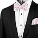 Alizeal Mens 2pcs Self-tied Colorful Floral Bone Bow Tie Set with Handkerchief Casual Flower Tie Set, Silver+Hot Pink