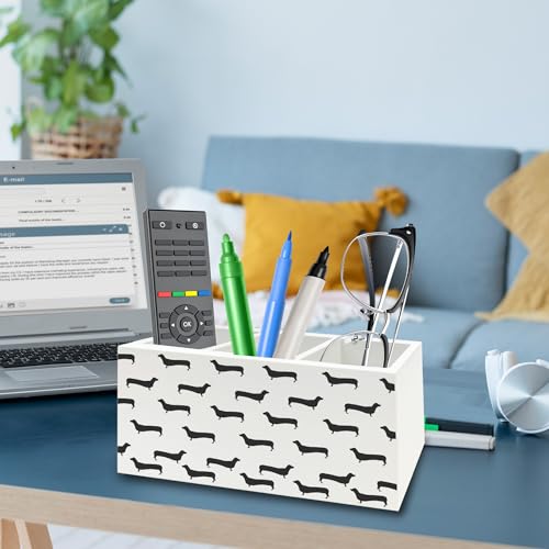 Image of Black Dachshund Pen Pencil Holder Organizer for Desk, Weiner Dog Gifts Wooden Box Signs Decorations for Home Office Desk Tabletop, Dachshund Lovers Gifts for Women Men