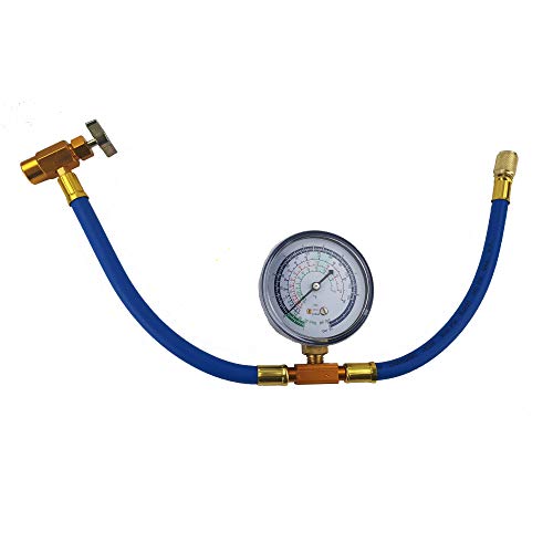 Wisepick R134A - Kit de manguera de carga de refrigerante de CA para coche, manguera de recarga, puede grifo con manómetro, R-134a a R-12/R-22, herramienta simple para freón con medidor Cover