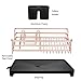 HBlife Dish Drying Rack Mat with Utensil Holder, Removable Plastic Drainer Tray with Adjustable Swivel Spout