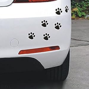 かわいい 犬 猫 肉球 足跡 ステッカー カッティング 傷隠し 防水 スノーボード サーフィン 転写 足跡 おしゃれ シール 車 バイク キズ消し 目印 ヘルメット 6個セット 4cm (黒)