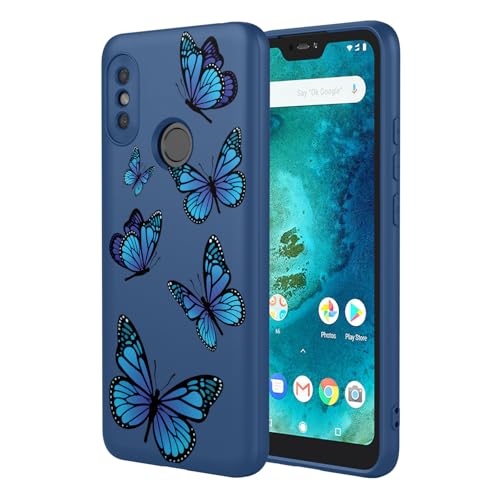 Coque Xiaomi A2 Lite et Redmi 6 Pro en TPU souple motif papillon bleu