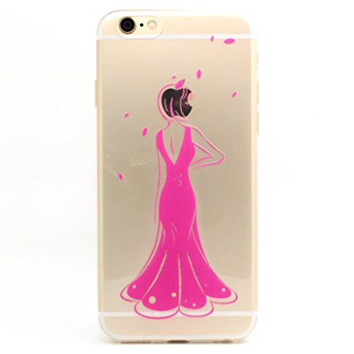 iPhone 6 Case, iPhone 6s Case, JAHOLAN Amusing Whimsical Designs Clear TPU Soft Case Rubber Silicone Skin Cover for Normal 4.7 inches iPhone 6/6s - Full Dress Girl