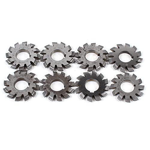 8Pcs DP10 Involute Gear Cutters Set, 14.5° PA HSS High Speed Steel, 22mm Bore Diameter, 55mm Outer Diameter, No.1-8 Gear Milling Cutters for Milling Machines