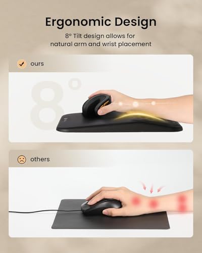 Image of ProtoArc Ergonomic Mouse Pad with Wrist Rest, Mousepad with Massage Design, Soft Memory Foam and Non-Slip PU Base for Pain Relief, Desk, Home, Office, 12x8 Inches, Black