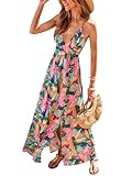 CUPSHE Womens Summer Maxi Dress 2026 Sleeveless Long Sundresses Spaghetti Strap Flowy Boho Beach Vacation Dress, Tropical M