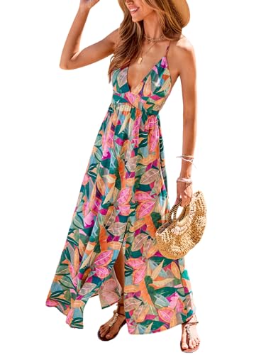 CUPSHE Womens Summer Maxi Dress 2025 Sleeveless Long Sundresses Spaghetti Strap Flowy Boho Beach Vacation Dress