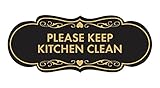 Signs ByLITA Designer Please Keep Kitchen Clean Sign (Black Gold) - Large