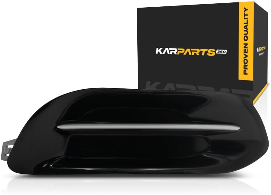 For Dodge Dart 2013 14 15 2016 Fog Light Cover Passenger Side | Front | Painted Gloss Black | w/Silver Molding | Plastic | Replacement For CH1039142 | 615343893341, 68163980AA