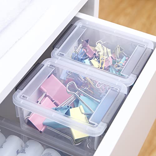 Image of Citylife 0.53 QT 10 Packs Small Storage Bins Plastic Storage Container Stackable Box with Lids for Organizing, Clear White