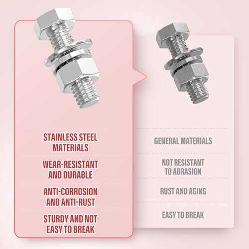 Image of 20PCS 5 /16-18 x 1-1 /4 inch 304 Stainless Steel External Hex Bolt, Fully Threaded Bolt with Nut Flat & Lock Washers and Spanner