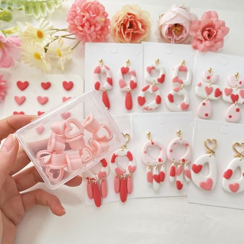 Miniatura 4 de Zzcy 9 Cortadores Pendientes Arcilla Polimerica Forma De Corazón, Moldes De Arcilla Polimérica Para Aretes, Sellos De Arcilla De Corazón Para Pendientes De Bricolaje Y Otras Joyas