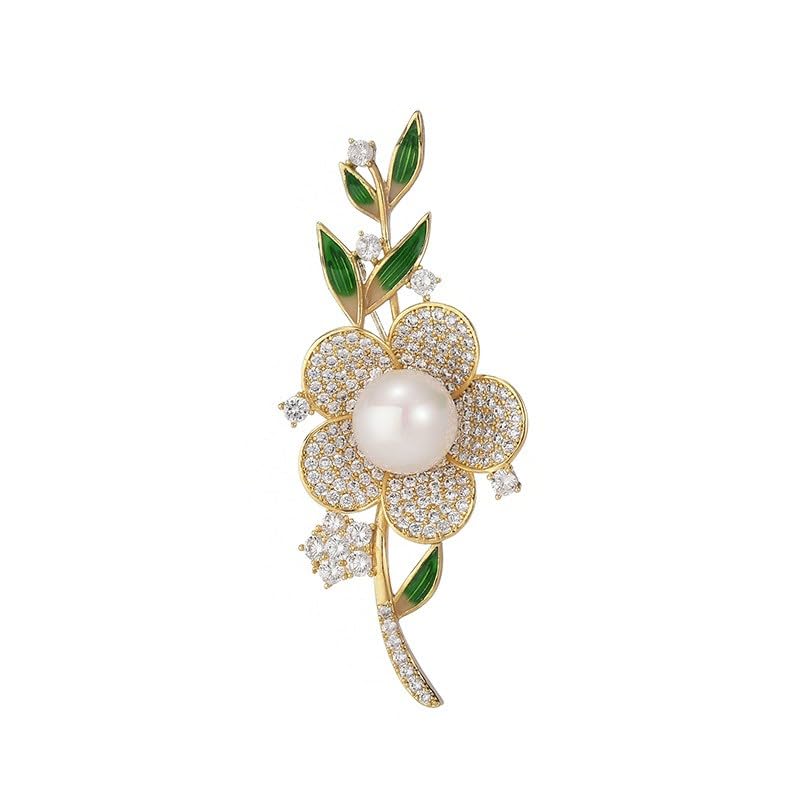 Image of Flower Brooch for Women Rhinestone Flower Brooch Pins Floral Brooches Jewelry Gift for Mom Wife