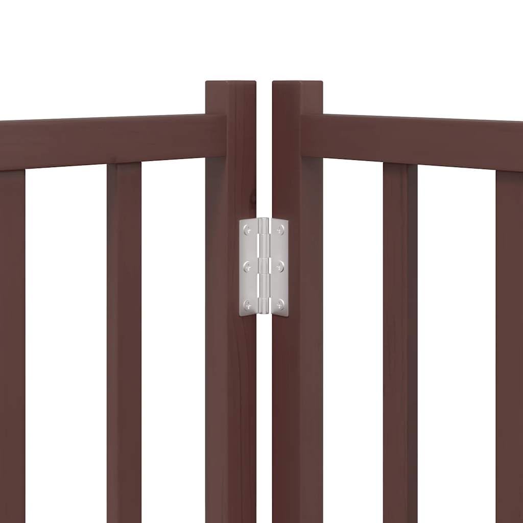 vidaXL Puerta de Perros Plegable 4 Paneles Madera Abeto marrón 320 cm, Puerta para Mascotas, Puerta de Seguridad para Perros, Puerta para Perros de Seguridad