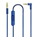 Câble de rechange pour casque Beats 3,5 mm Remotetalk Aux Audio Rallonge avec microphone en ligne et télécommande, compatible avec Beats Studio, Executive, Mixer, Solo HD, sans fil et Pro (bleu)
