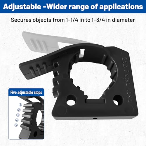 ROBLOCK Quick Release Rubber Clamp Mounts, 4-Pack Adjustable shovel clamp mount, Rubber Tool Handle Bracket for 1.25" to 1.75" Diameter, Universal Garage Storage, RV, Boat, ATV, and Any Wall by ROBLOCK - Used condition - Image 4