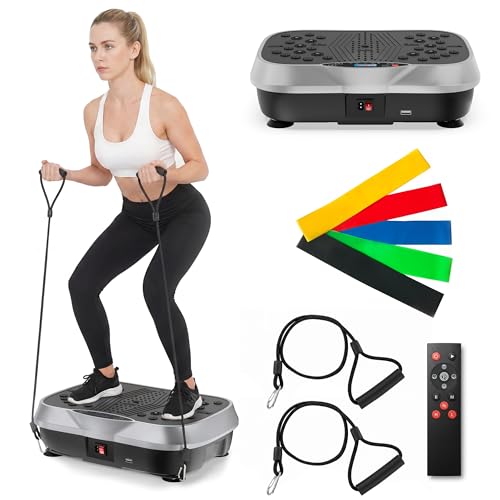 ALSO GO Vibration Plate Exercise Machine for Lymphatic Drainage, 10 Preset Modes & 200-Level Vibrating Platform Machine for Weight Loss/Body Workout, Home Gym Fitness Shake Plate with Resistance Bands