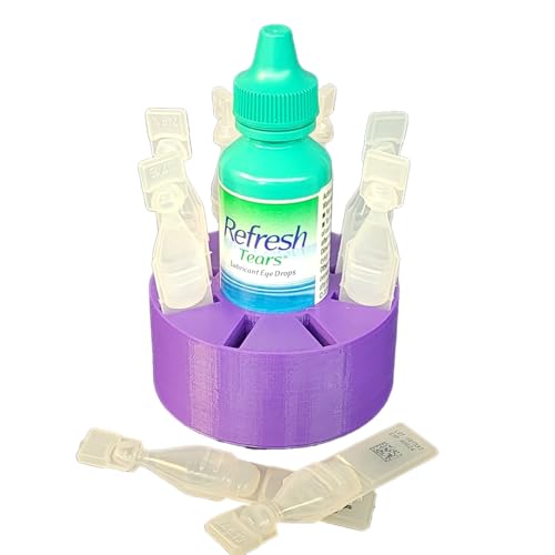 Image of Znet3D Eye Drops Holder - Organizes 8 Single-use Disposable Vials & 1 Eye Drop Bottle - Keep everything together (Purple)