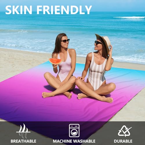 Image of WIWIGO Beach Blanket Waterproof Sandproof Beach Mat 79 inch X 83 inch /10'x9'for 2-8 Adults Quick Drying Outdoor Picnic Mat Beach Accessories for Travel, Camping, Hiking