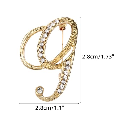 Image of Rhinestone Initial Brooch Pin for Women, Alphabet Gold Letter Brooch A-Z with Crystal, Metal Pin for Hat Bag Dress Suit Accessory for Men