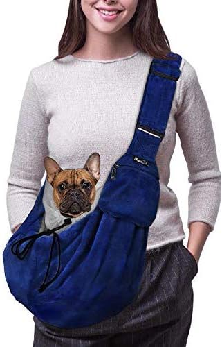 AUTOWT Dog Padded Papoose Sling, Small Pet Sling Carrier Hands Free Carry Adjustable Shoulder Strap Reversible Tote Bag with a Pocket…
