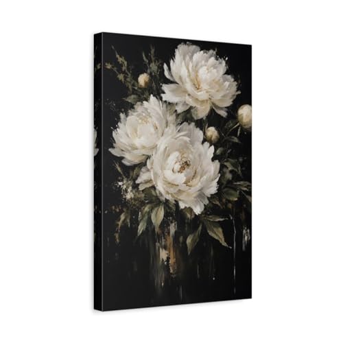Tableau pivoines blanches moderne salon deco murale toile 30x45