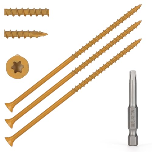 Image of Wood Screws #10 x 5'', T25 Star Torx Drive Flat Head Deck Screws, Tan, 42Pcs (1lb)