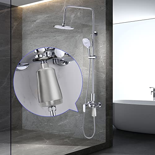 Amwater Shower Water Filter For Showerhead - Universal Shower Head Filters To Remove Chlorine & Hard Minerals - Bath Purifier And Filtered Softener System Best With Activated Charcoal #TOP3