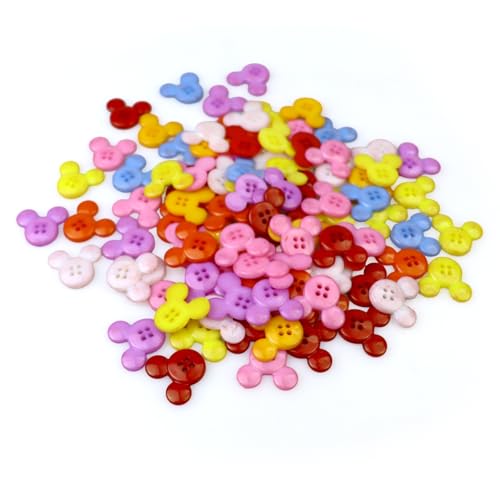 100 Pcs Mouse Head Ear Button Themed Sewing Buttons with 4 Holes for Cruise Line Enthusiasts