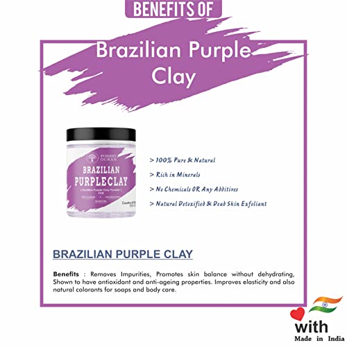 Image of Brazilian Purple Clay For Face Care, Skin Care & Hair Care (100% Pure & Natural) - 200g
